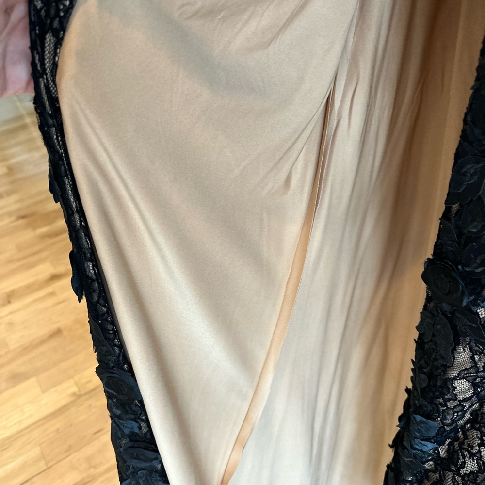 Jovani Elegant Black Lace Dress with Cream Lining